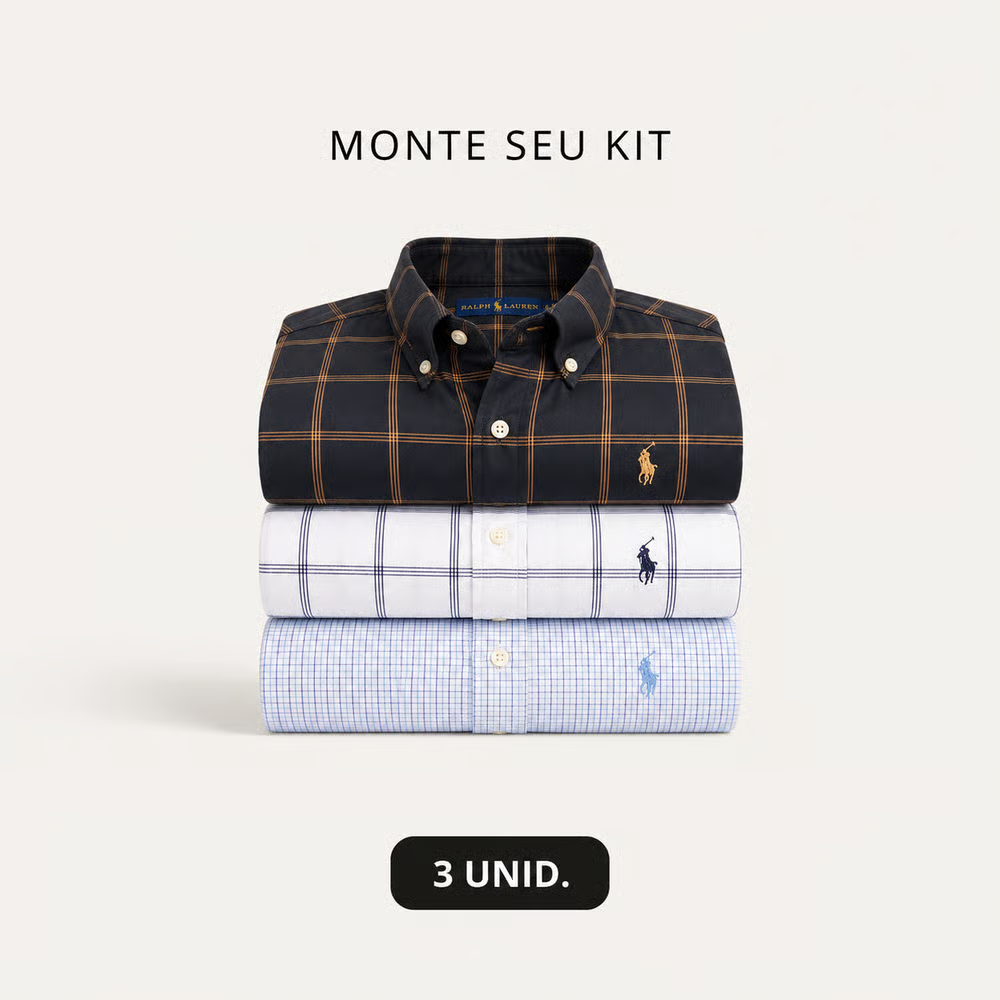 Kit 3 Camisa Social RL Xadrez/Quadriculado